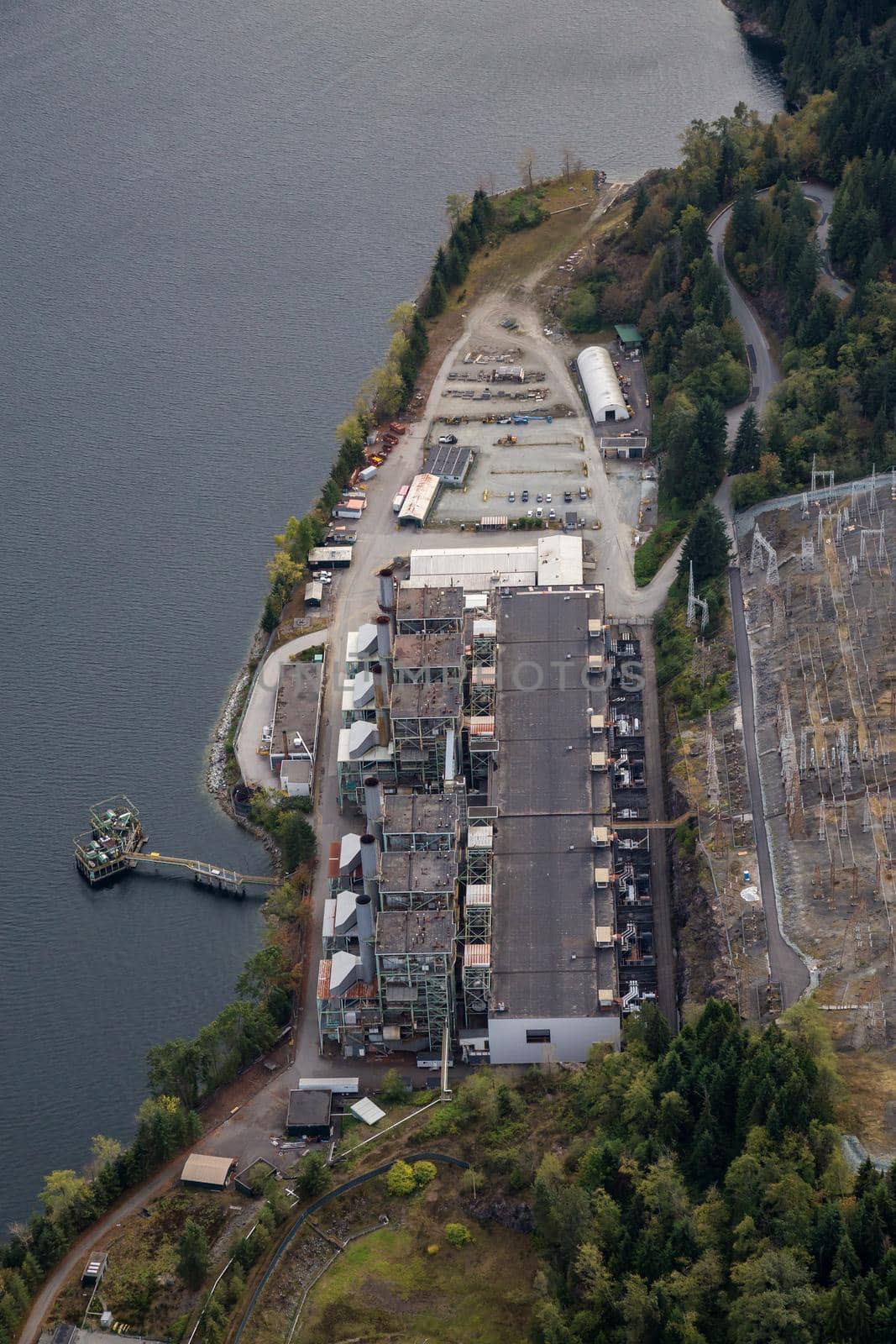 Aerial view on the Oil Refinery in British Columbia, Canada.