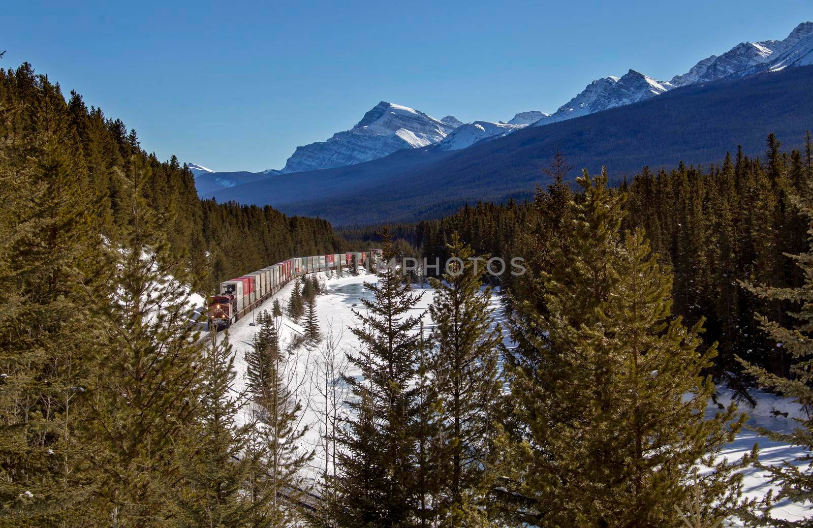Lake Louise Rocky Mountains Train Tracks Morants Curve Canada