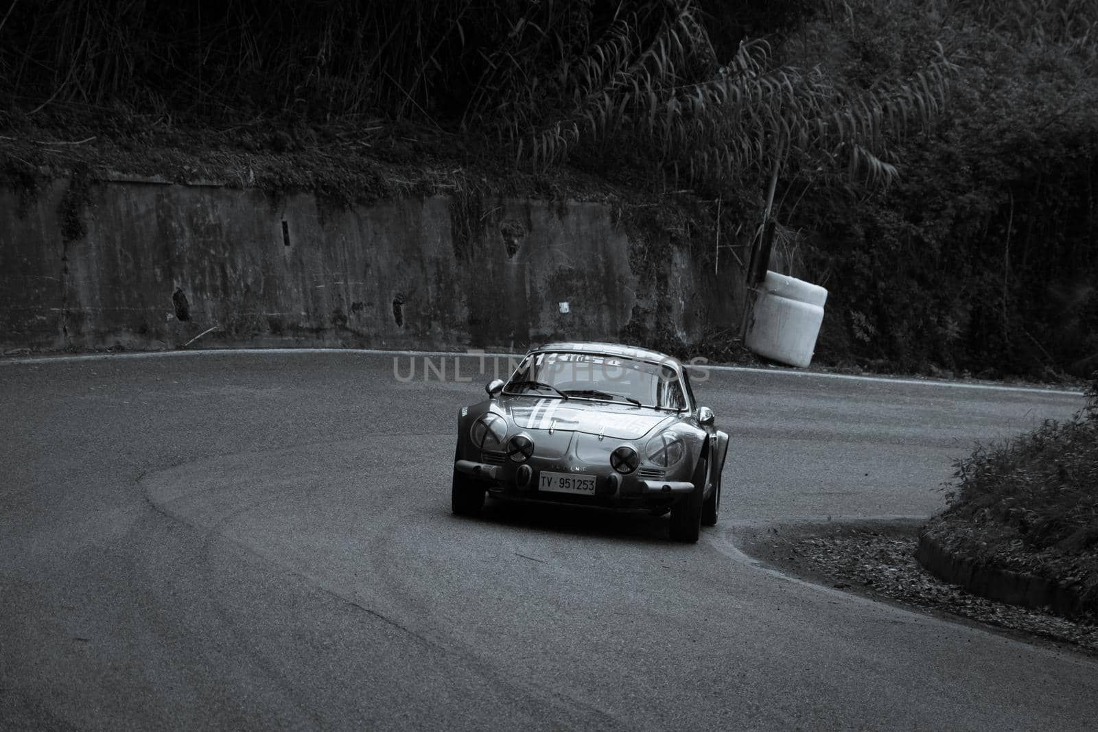 vintage car renauly alpine IN RACE IN PESARO SAN BARTOLO by massimocampanari