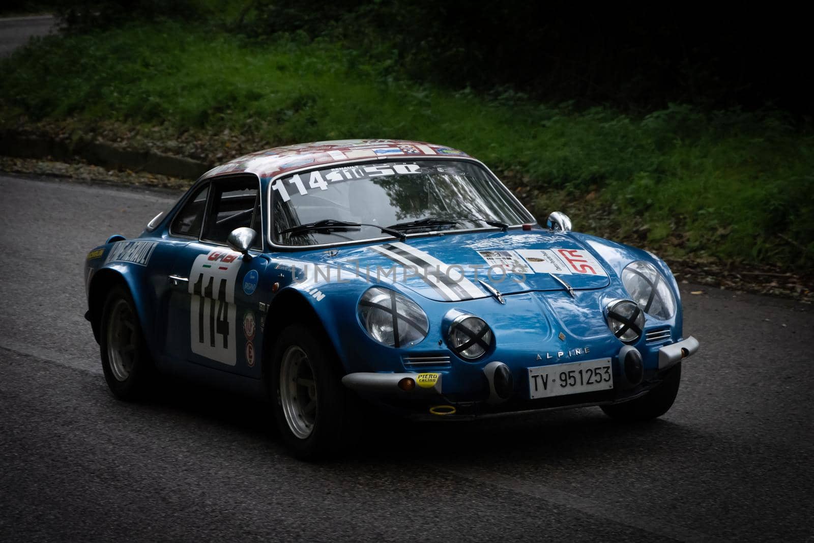 vintage car renauly alpine IN RACE IN PESARO SAN BARTOLO by massimocampanari