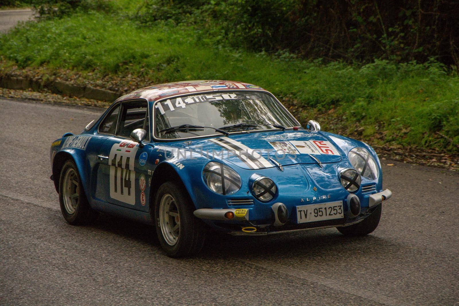 vintage car renauly alpine IN RACE IN PESARO SAN BARTOLO by massimocampanari