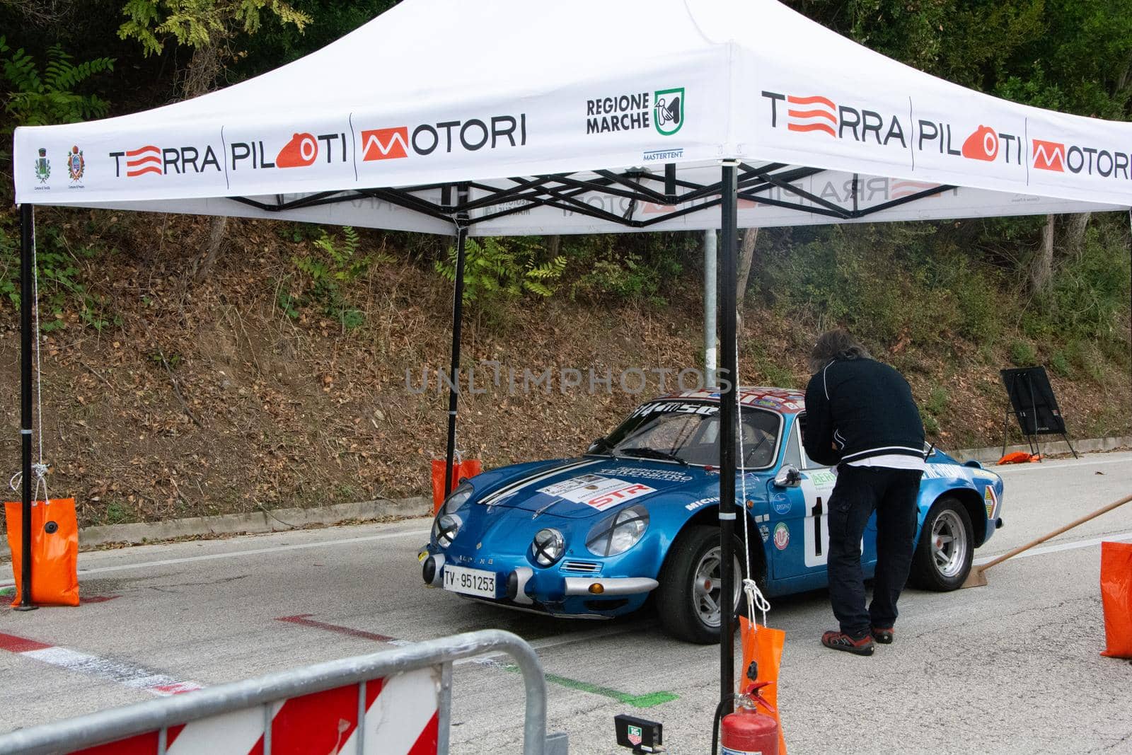 PESARO , ITALY - OTT 10 - 2021 : vintage renault alpine  IN RACE IN PESARO SAN BARTOLO