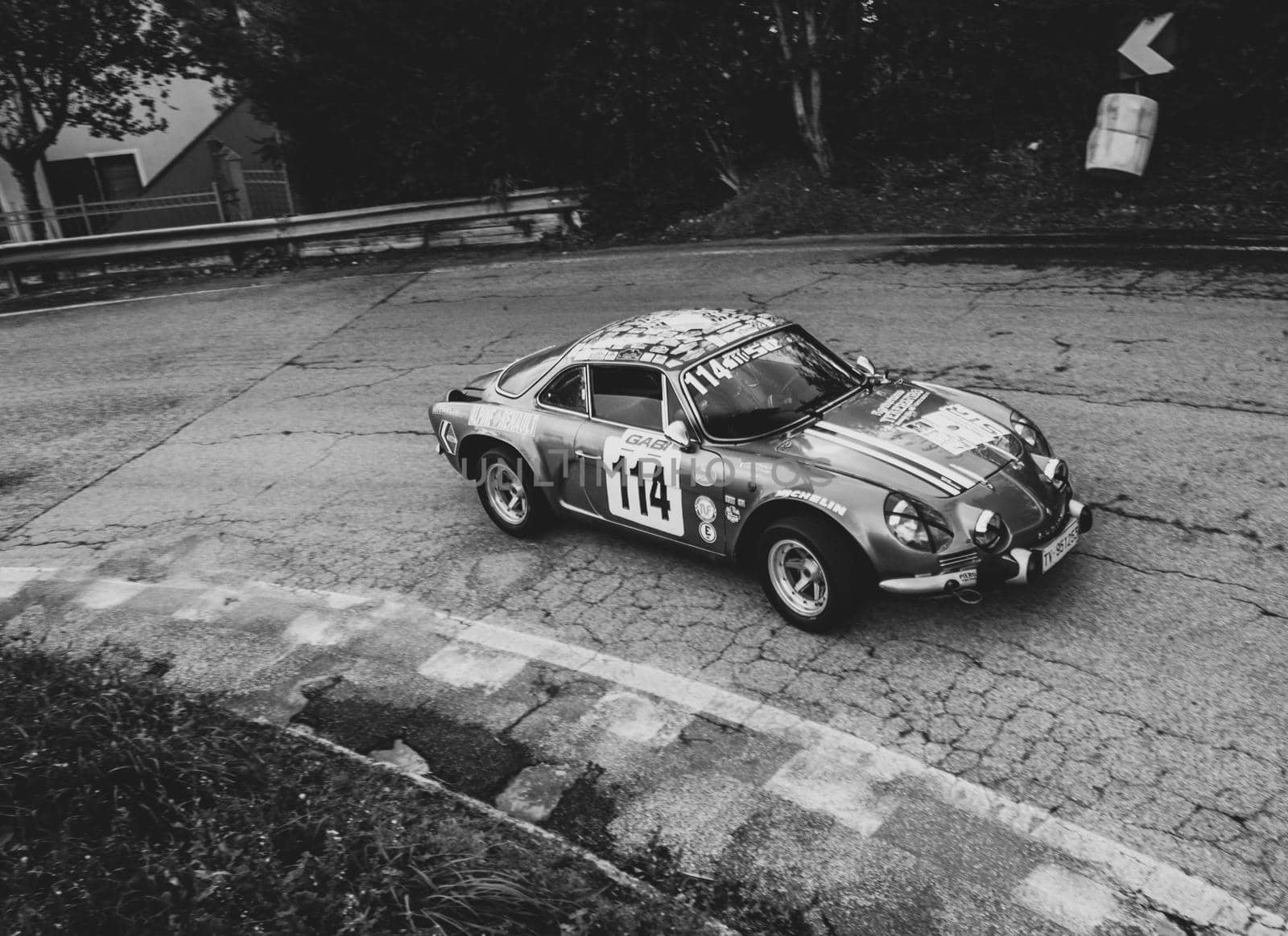 vintage car renault alpine IN RACE IN PESARO SAN BARTOLO by massimocampanari