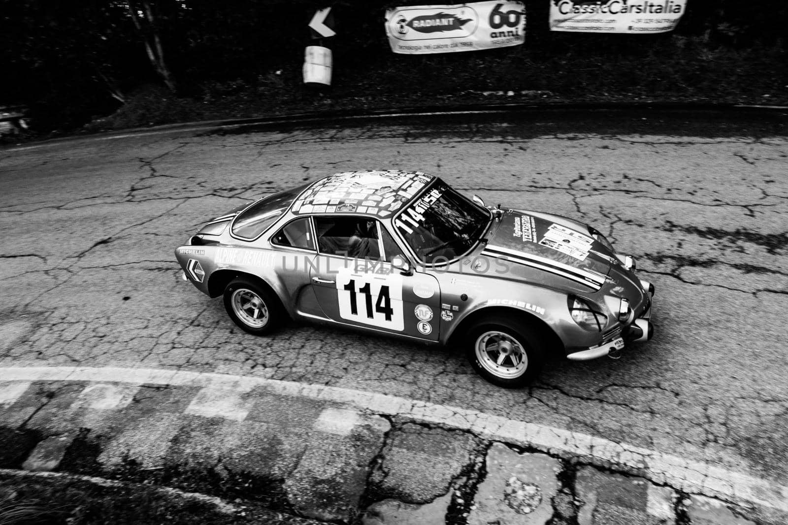 vintage car renault alpine IN RACE IN PESARO SAN BARTOLO by massimocampanari