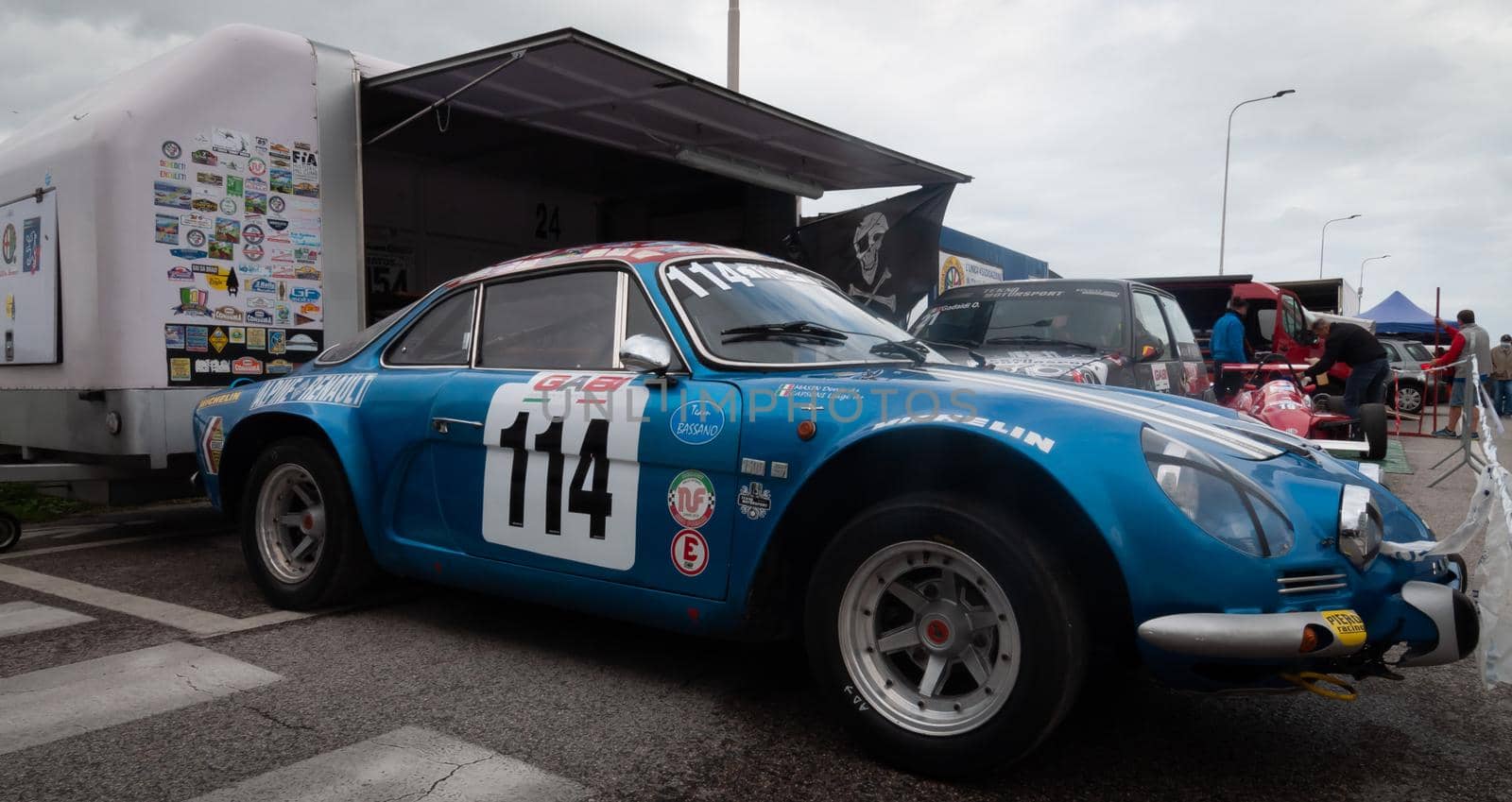 vintage car renault alpine IN RACE IN PESARO SAN BARTOLO by massimocampanari