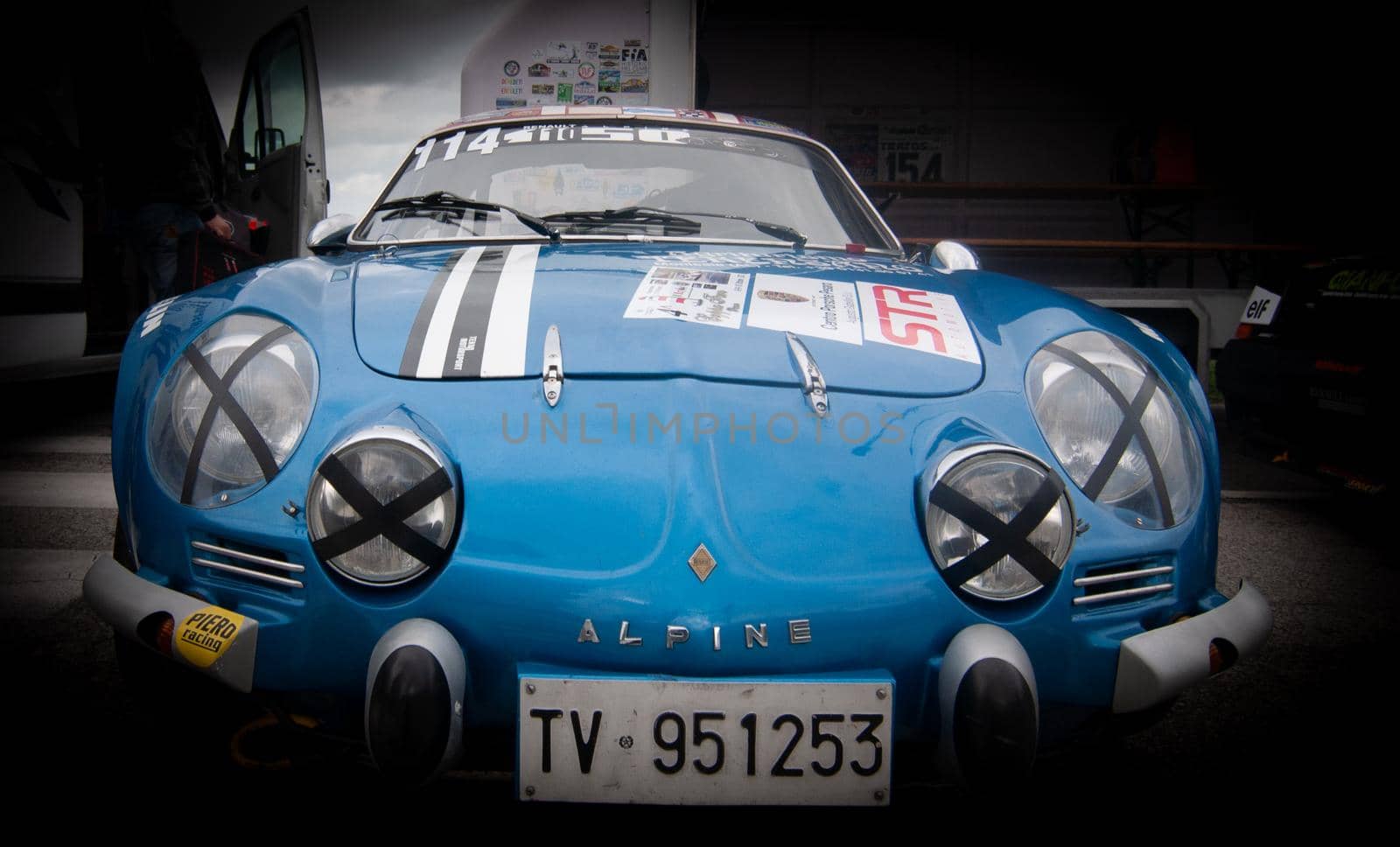 vintage car renault alpine IN RACE IN PESARO SAN BARTOLO by massimocampanari