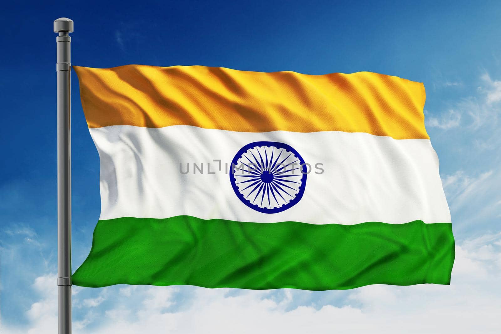 India flag isolated on blue sky background