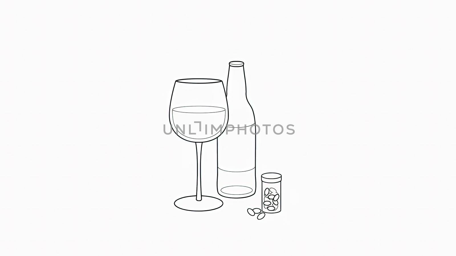 Alcohol prohibition symbol, get drunk, booze ban writing with copy space. No alcoholism, booze addiction, liquor, dipsomania, drinking negative sign with white background. Concept of healthy lifestyle