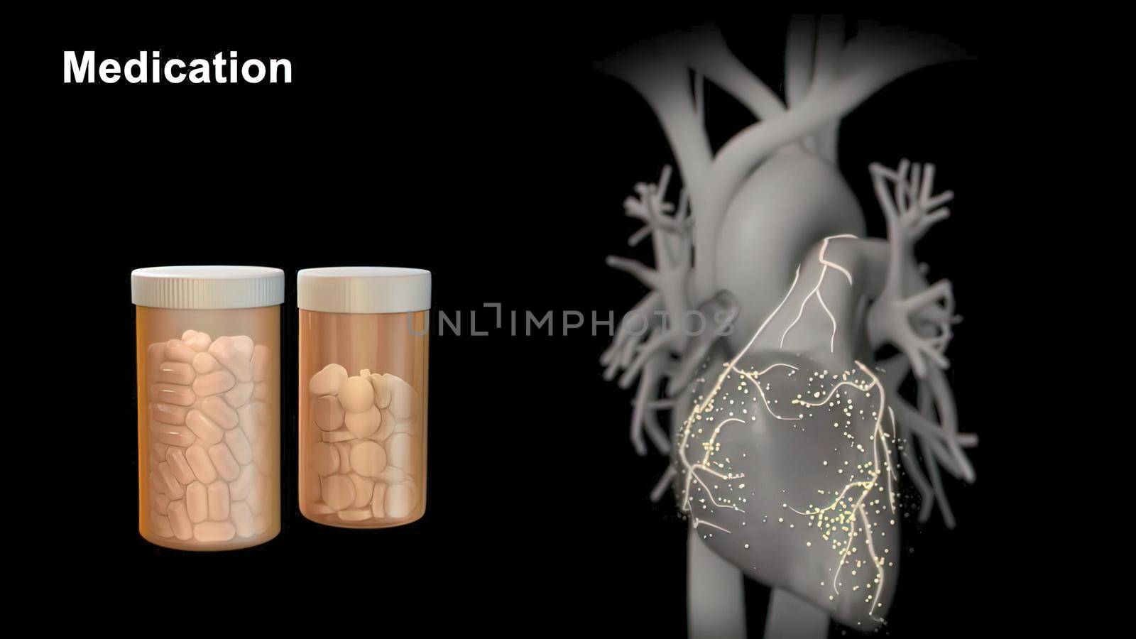 Heart medicine and strengthening heart 3D illustration
