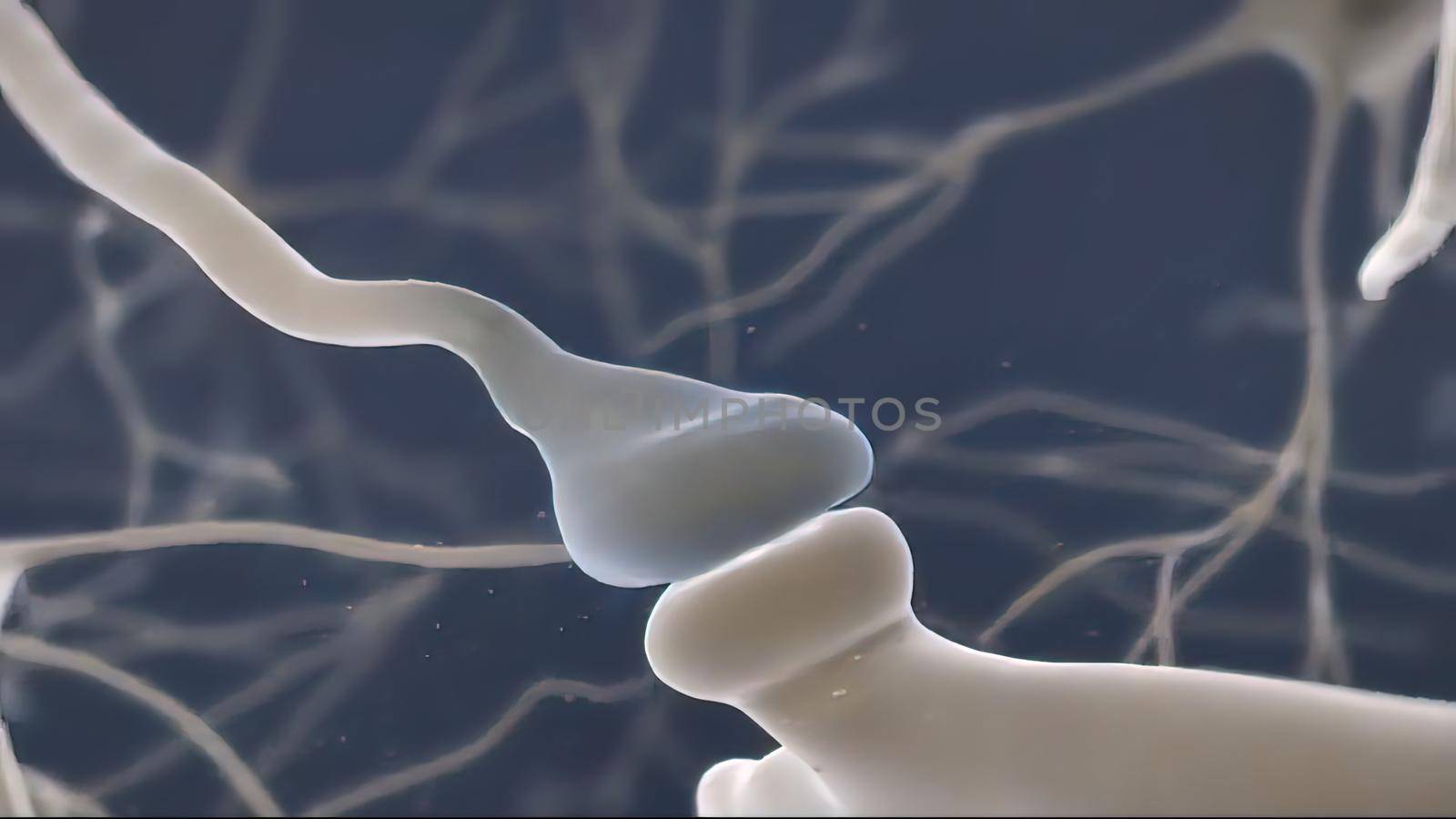 Brain cell synapse showing chemical messengers or neurotransmitters released by creativepic