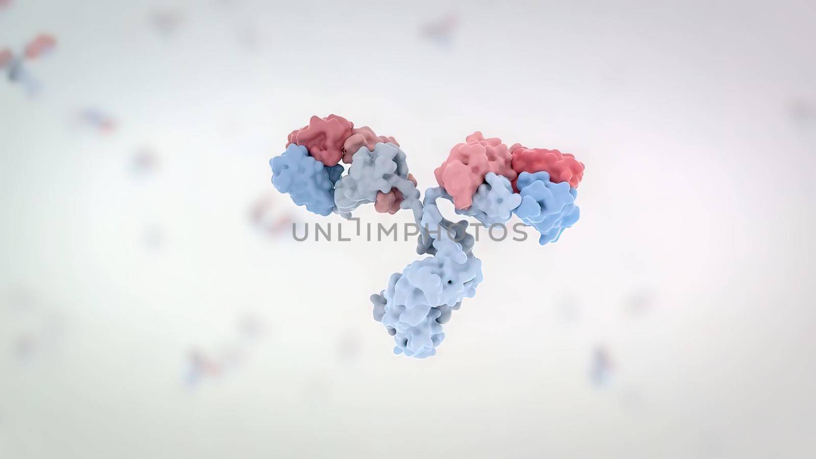 The structure of a typical antibody molecule.Antibodies and amino acids. 3D Render