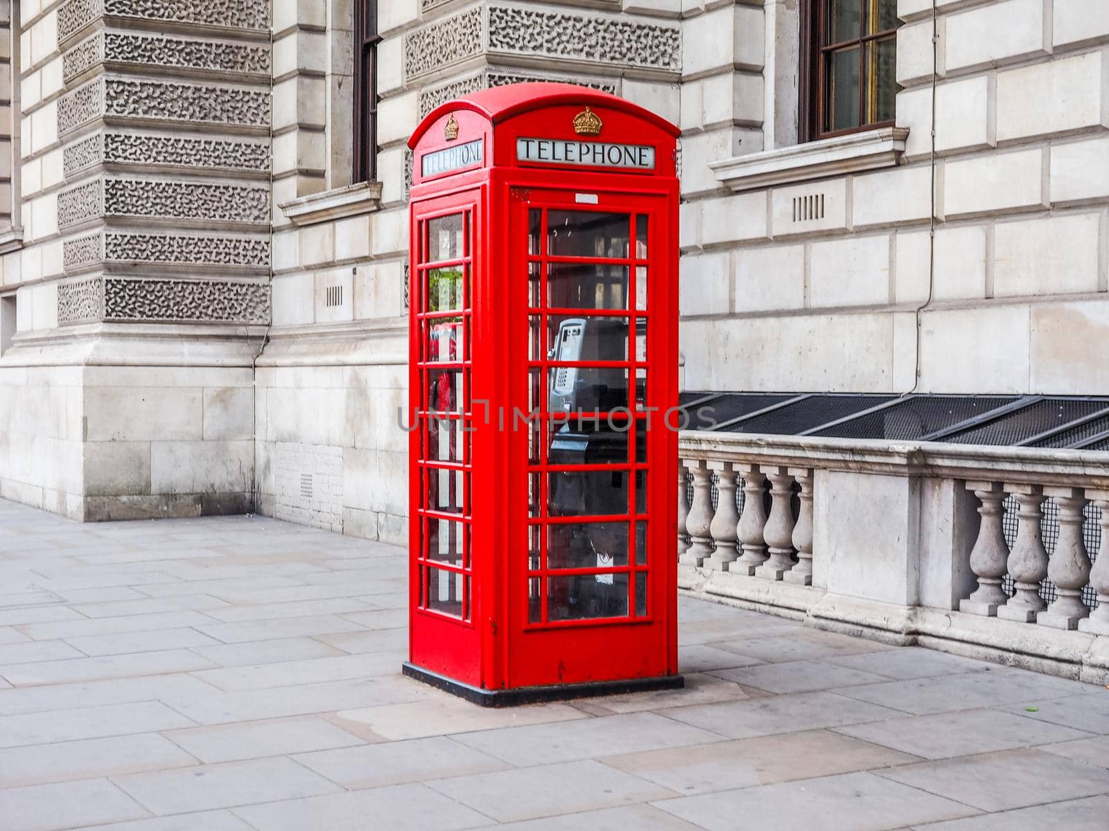 Traditional red telephone box in London, UK HDR
