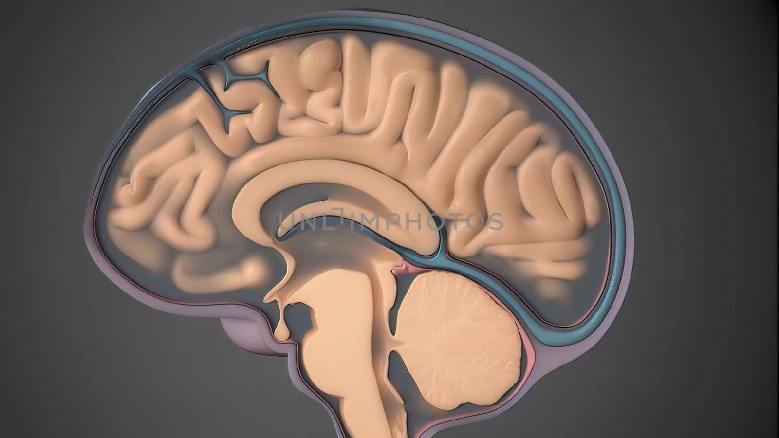 The brain and the spinal cord make up the central nervous system, which alongside the peripheral nervous system is responsible for regulating all bodily functions. 3D illustration