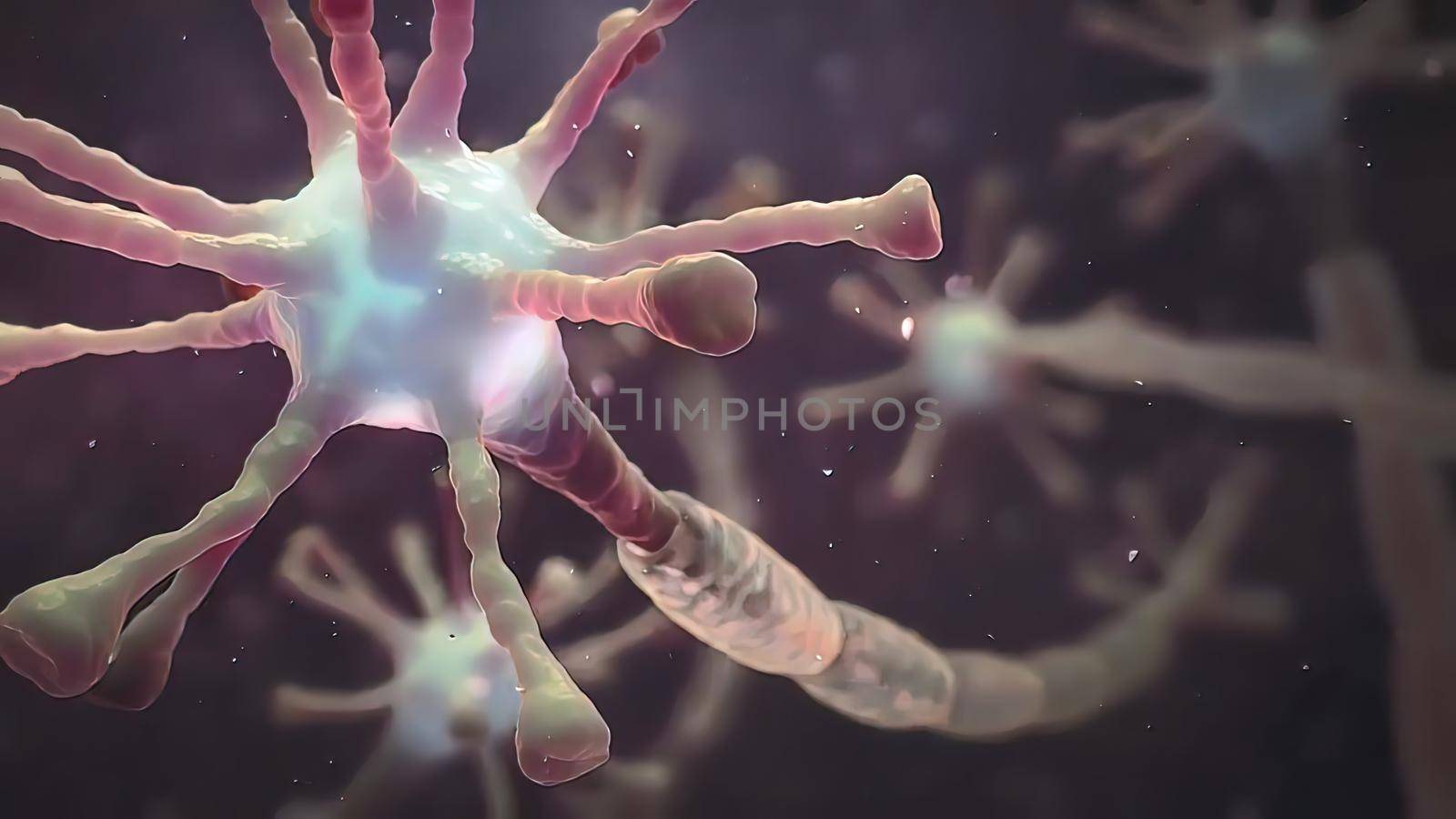 neuron research exploding degenerating neuron nervous system research brain neurons 3D illustration