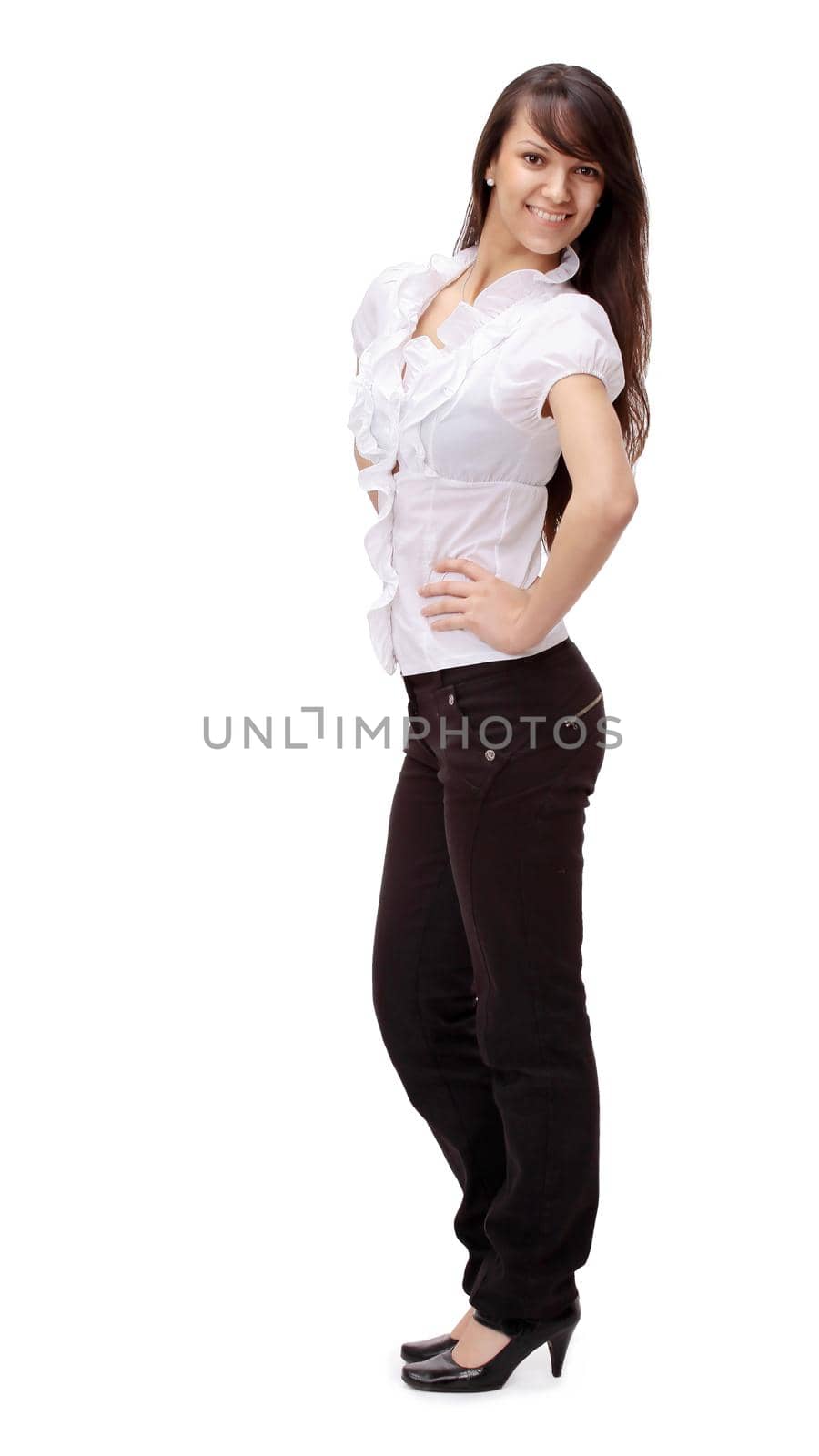 closeup. portrait of a confident young woman.isolated on white.