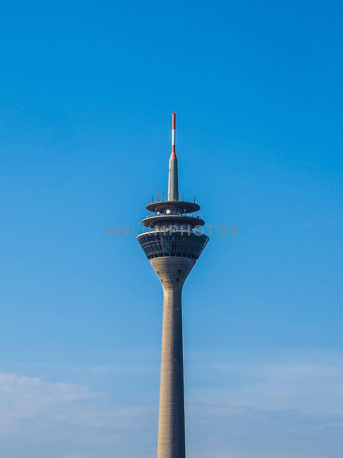 Rhein turm television tower in Duesseldorf, Germany HDR