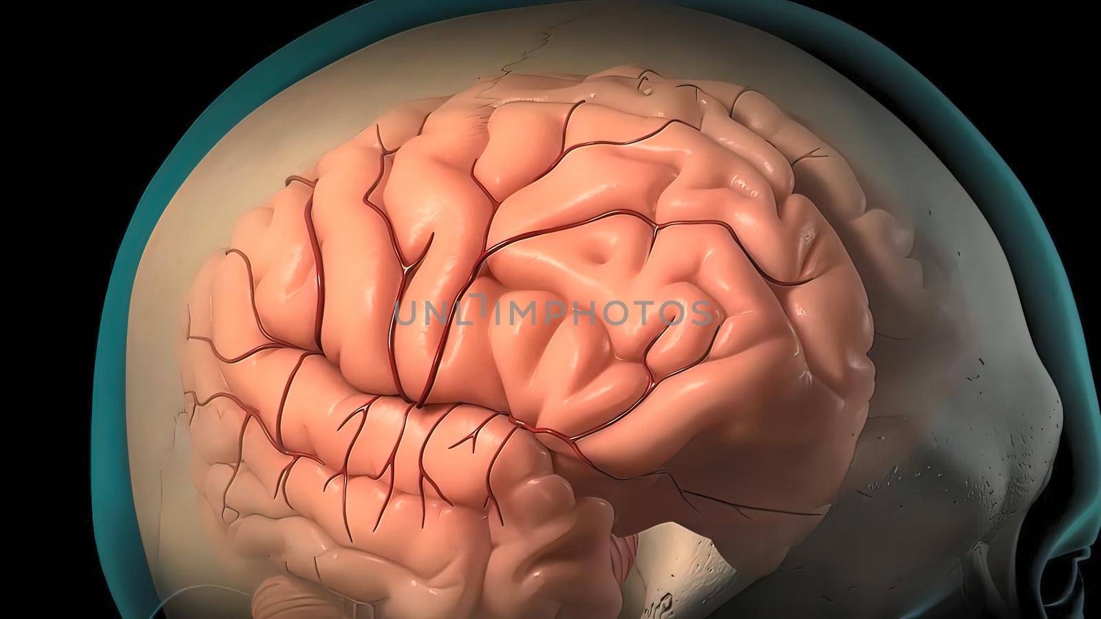 Cerebrospinal fluid is a clear, plasma-like fluid that bathes the central nervous system. It occupies the central spinal canal, ventricular system, and subarachnoid space. 3D illustration