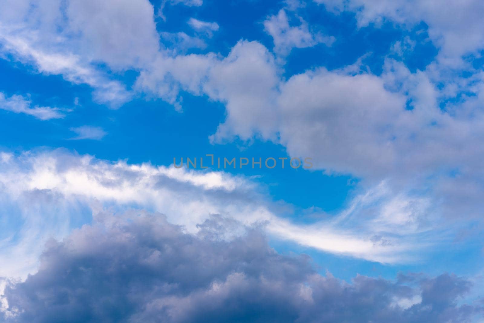 Dramatic cloud sky background Heawy rainy clouds Beautiful cloudscape Blue colors