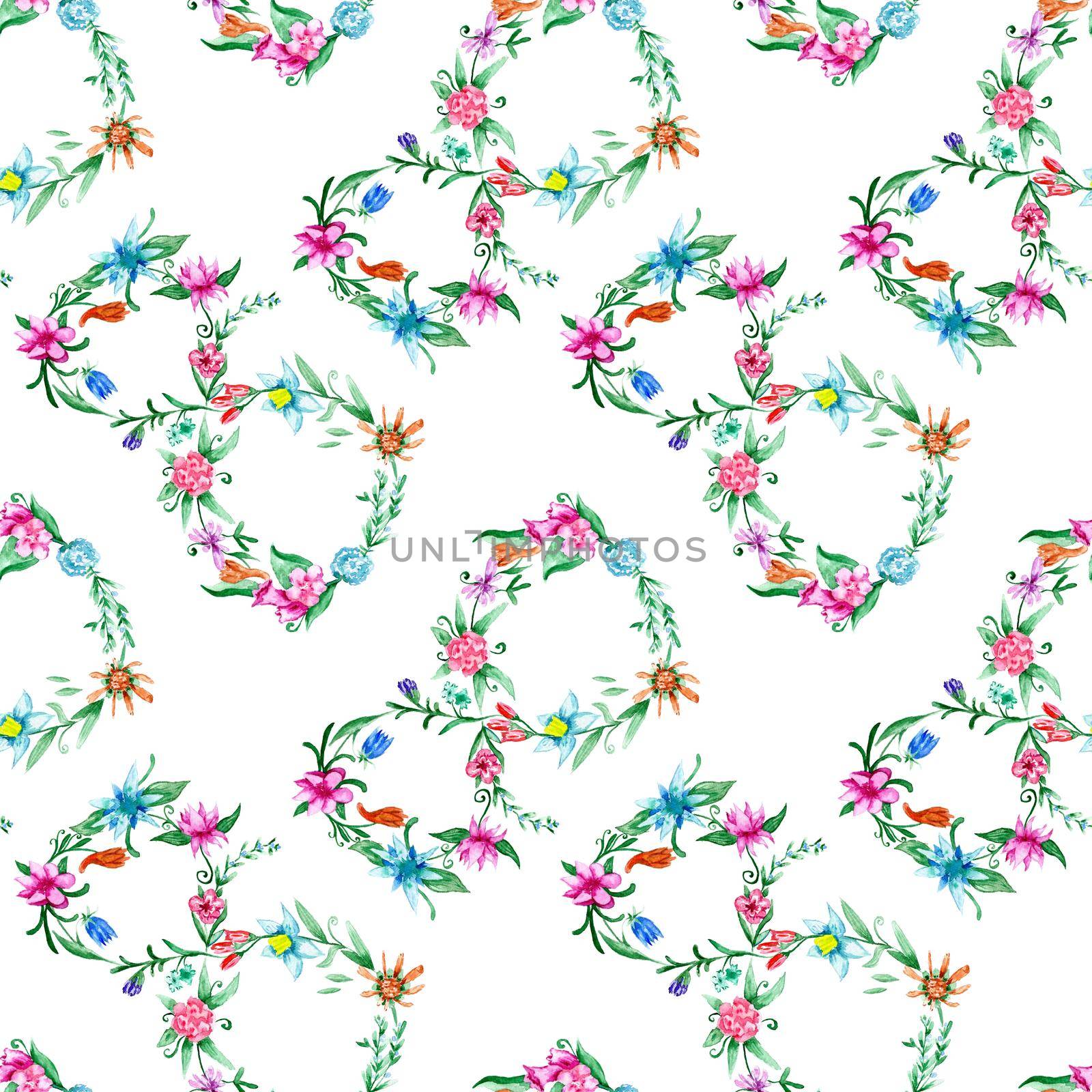 Seamless tender 8 march background with vignette number made of blossoming plants