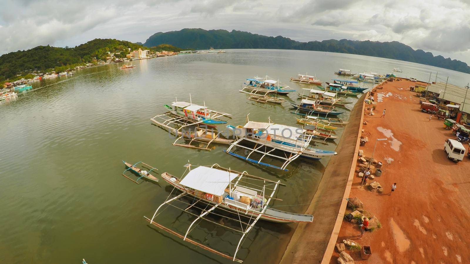 Berth with boats in the town of Coron. Palawan. Philippines