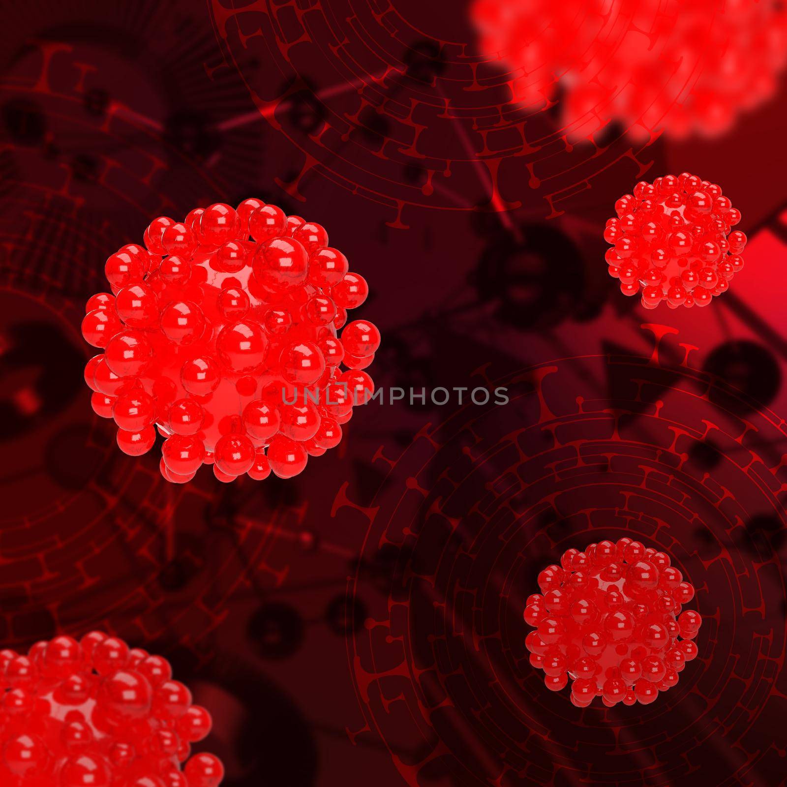 Abstract techno 3d corona virus outbreak illustration by kisika