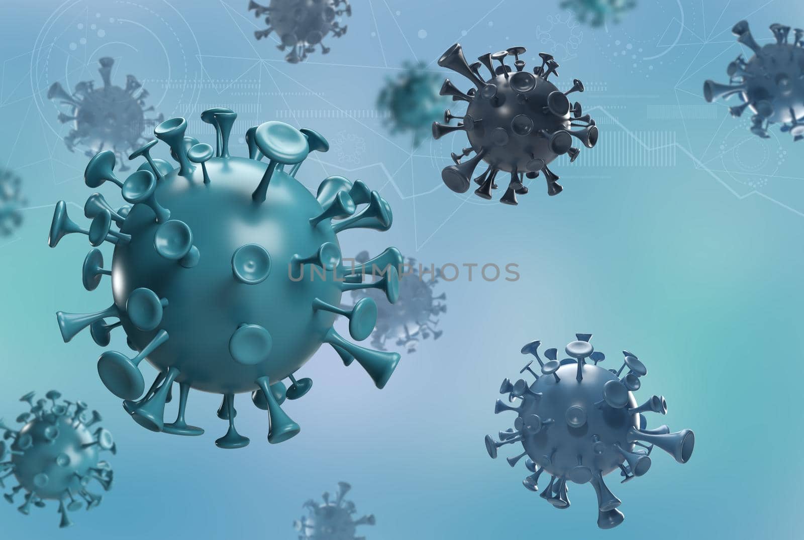 Abstract sciense 3d corona virus outbreak illustration by kisika