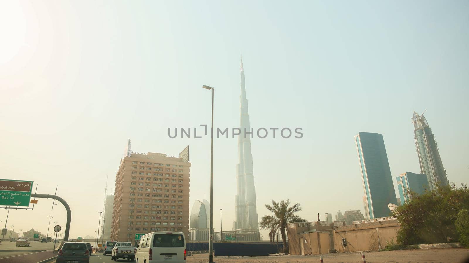 Panorama of the skyscrapers of Dubai in the center of the city