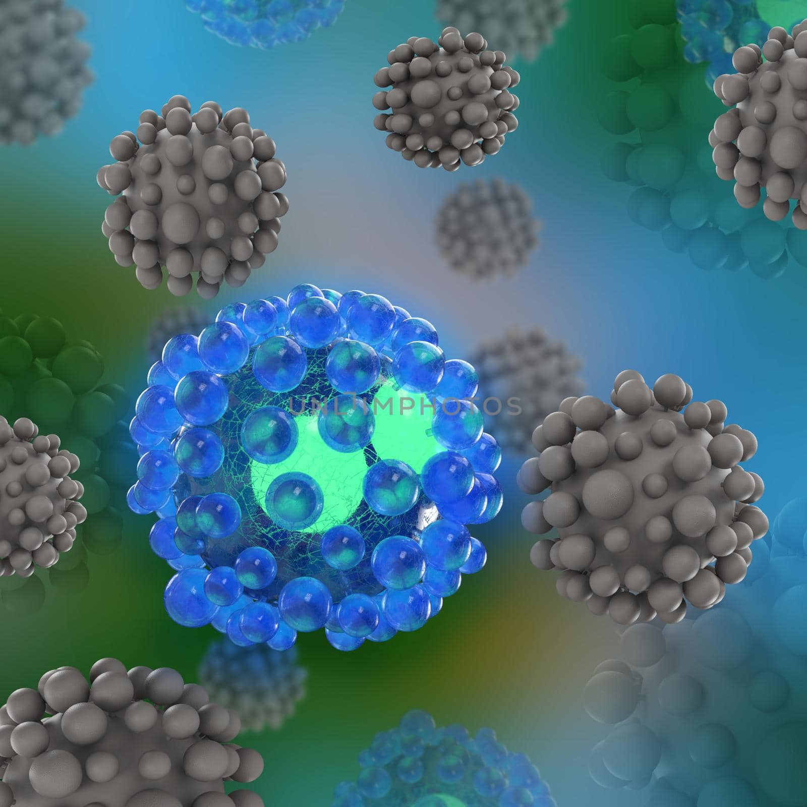 Abstract sciense 3d corona virus outbreak illustration by kisika
