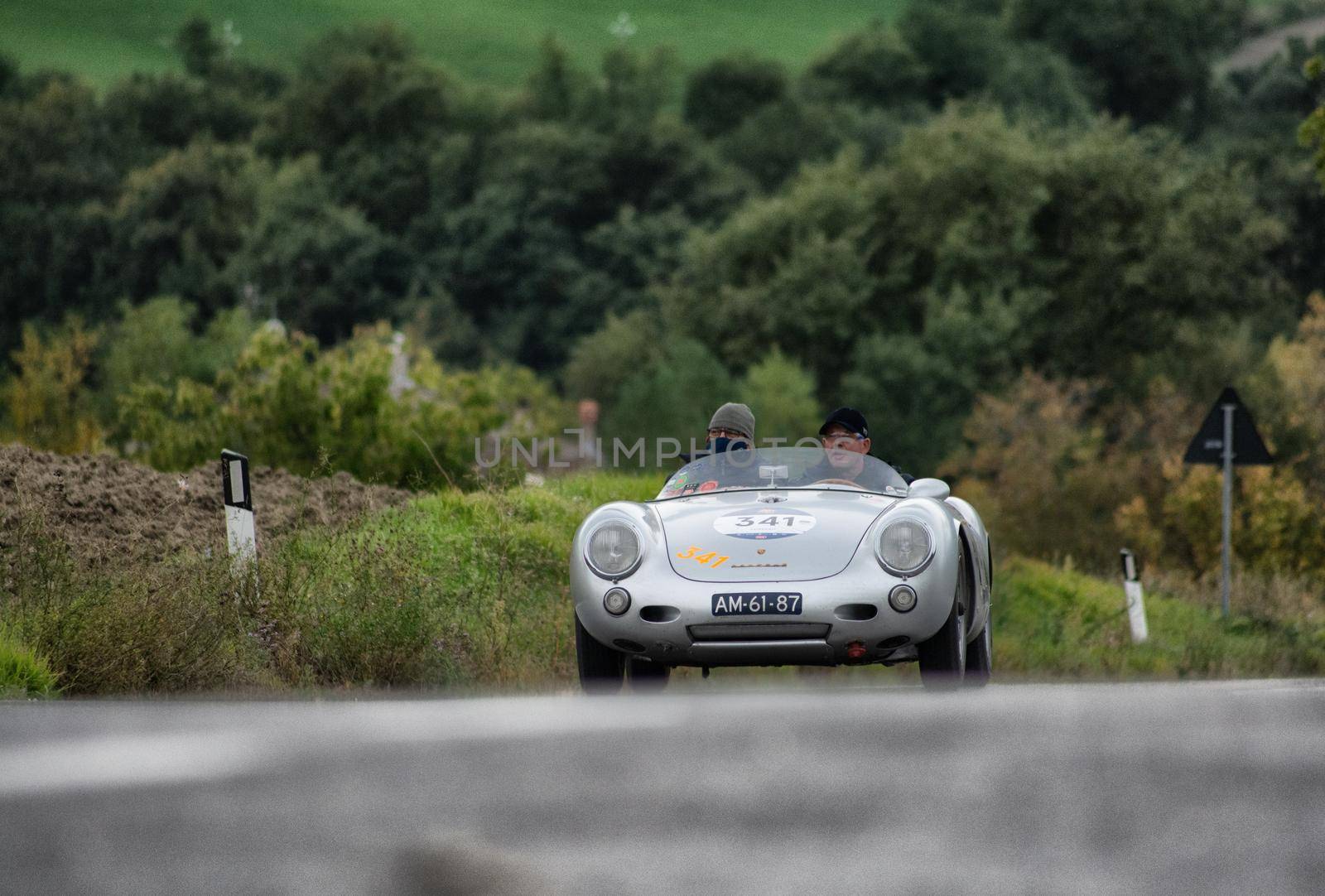 PORSCHE 550 SPIDER RS on an old racing car in rally Mille Miglia 2020 the famous italian historical race (1927-1957) by massimocampanari