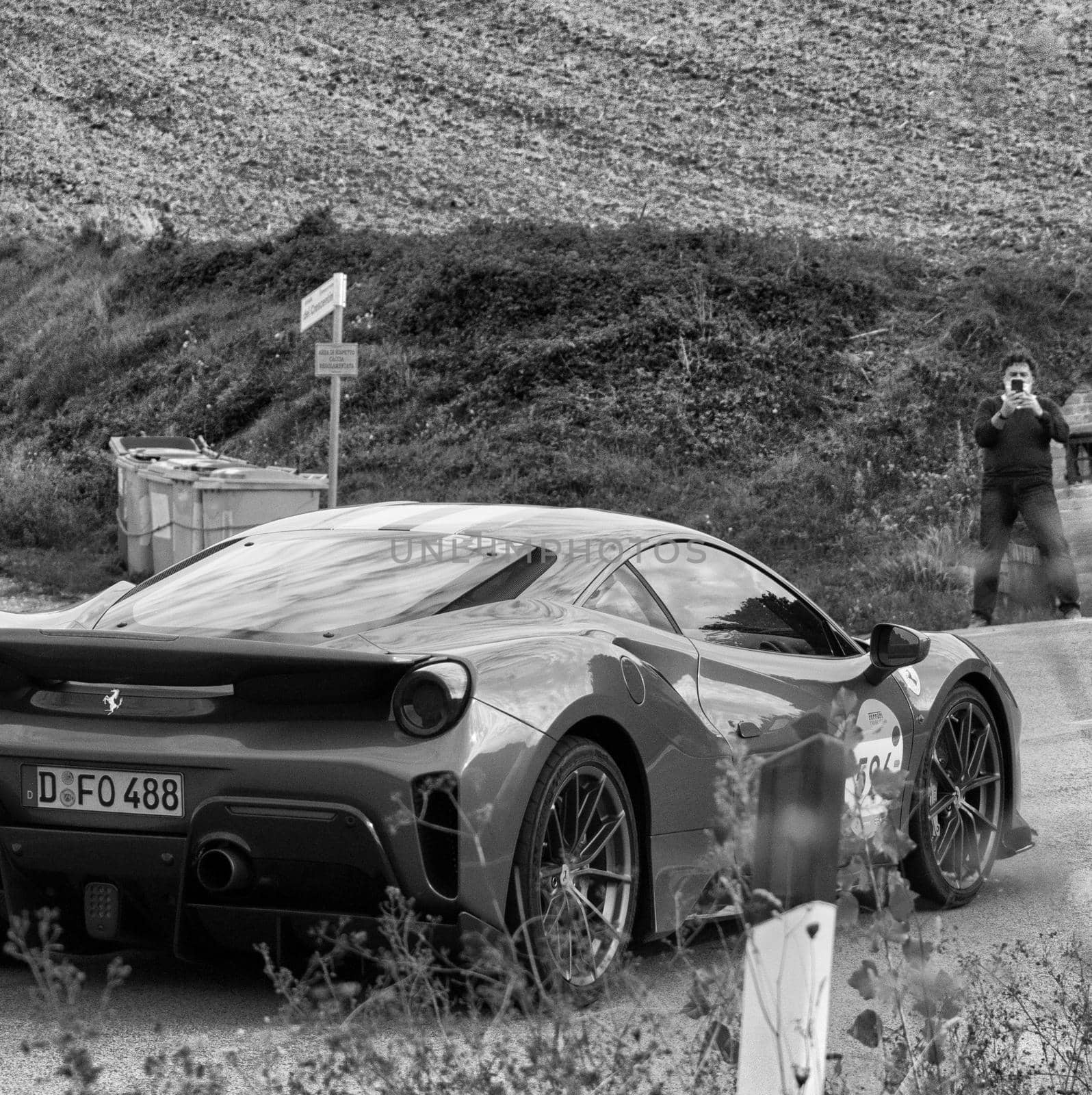 FERRARI 488 PISTA on an old racing car in rally Mille Miglia 2020 the famous italian historical race (1927-1957) by massimocampanari