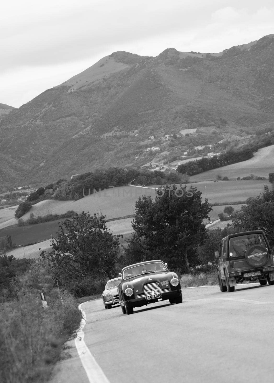 ASTON MARTIN DB 2 on an old racing car in rally Mille Miglia 2020 the famous italian historical race (1927-1957) by massimocampanari