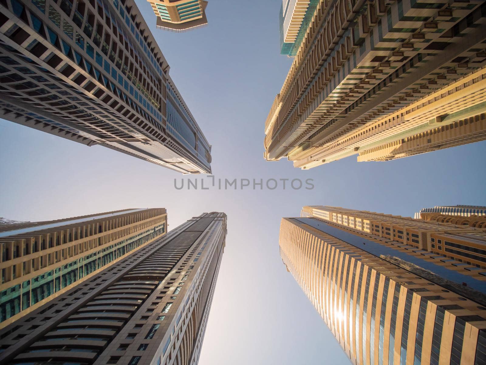 Residential skyscraper in Dubai on a sunny day. UAE