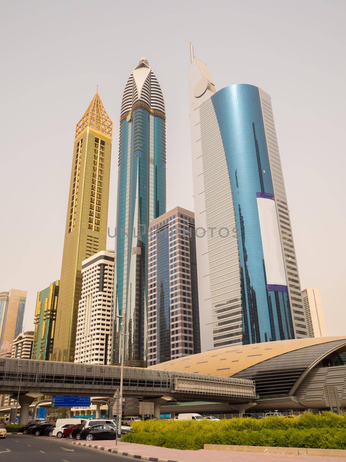 Skyscrapers on Sheikh Zayed Road in Dubai. by DovidPro