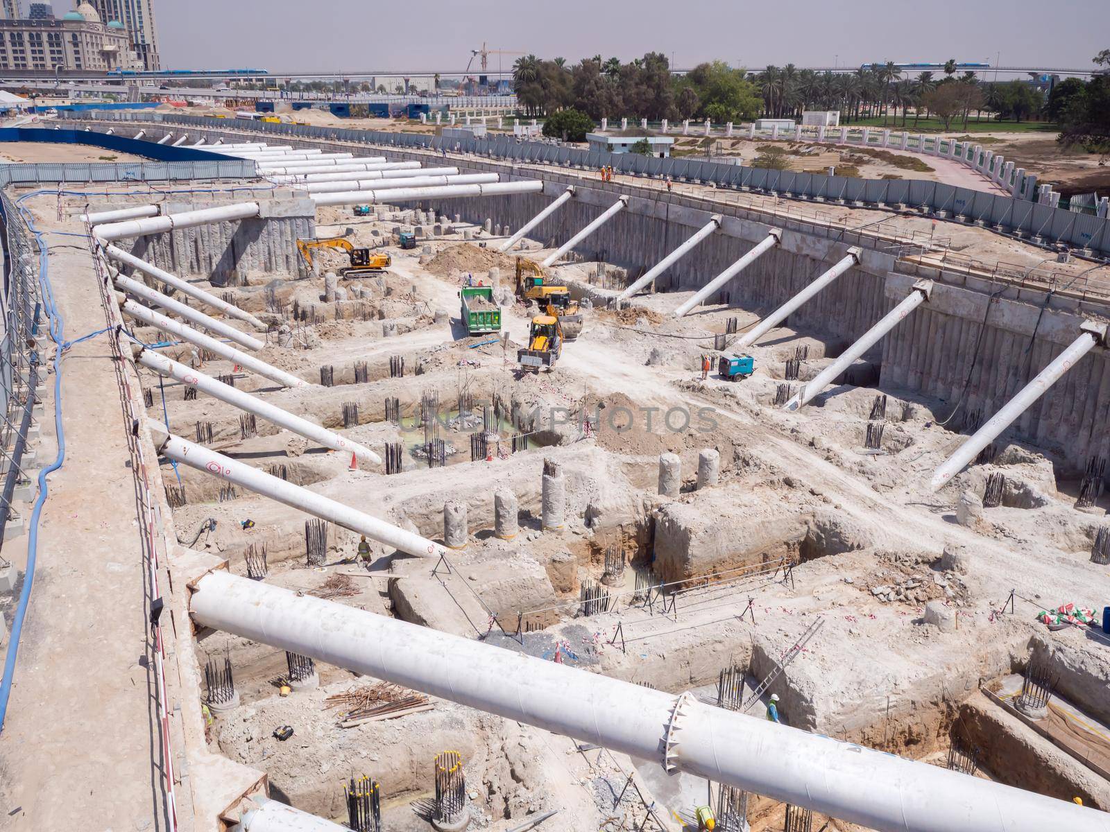 Construction of a subway station in Dubai