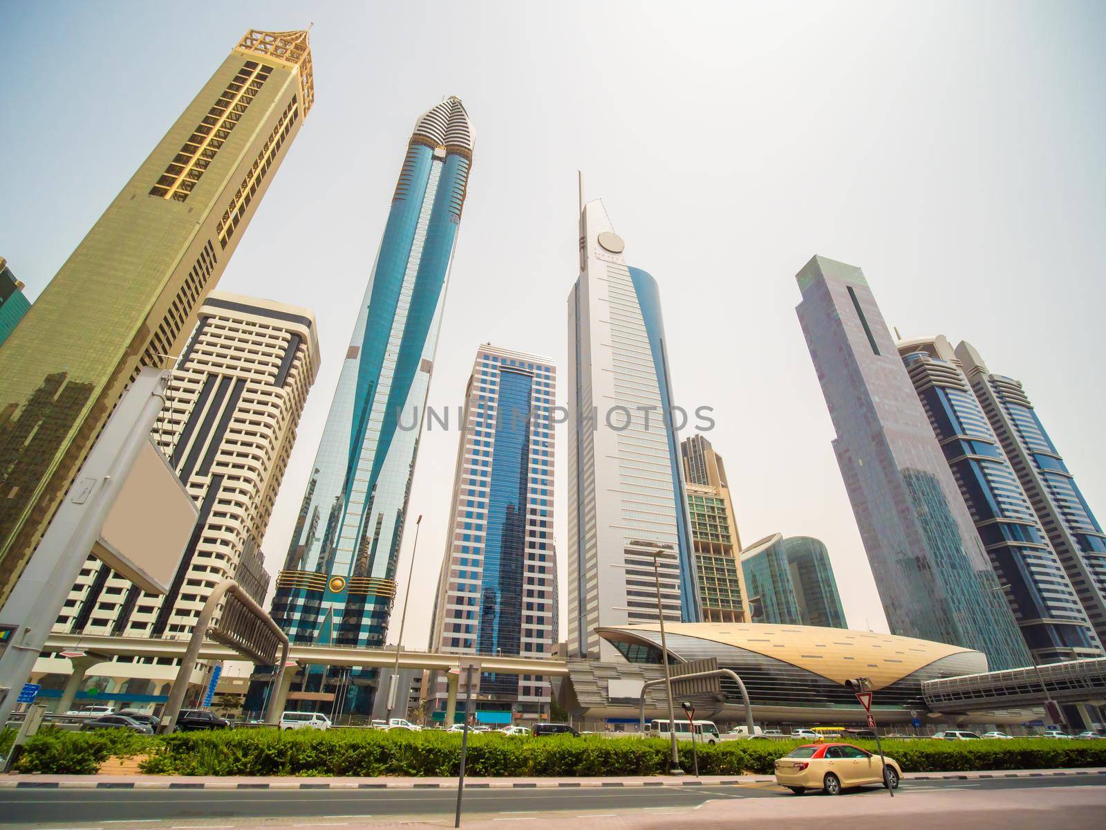 Skyscrapers on Sheikh Zayed Road in Dubai. by DovidPro