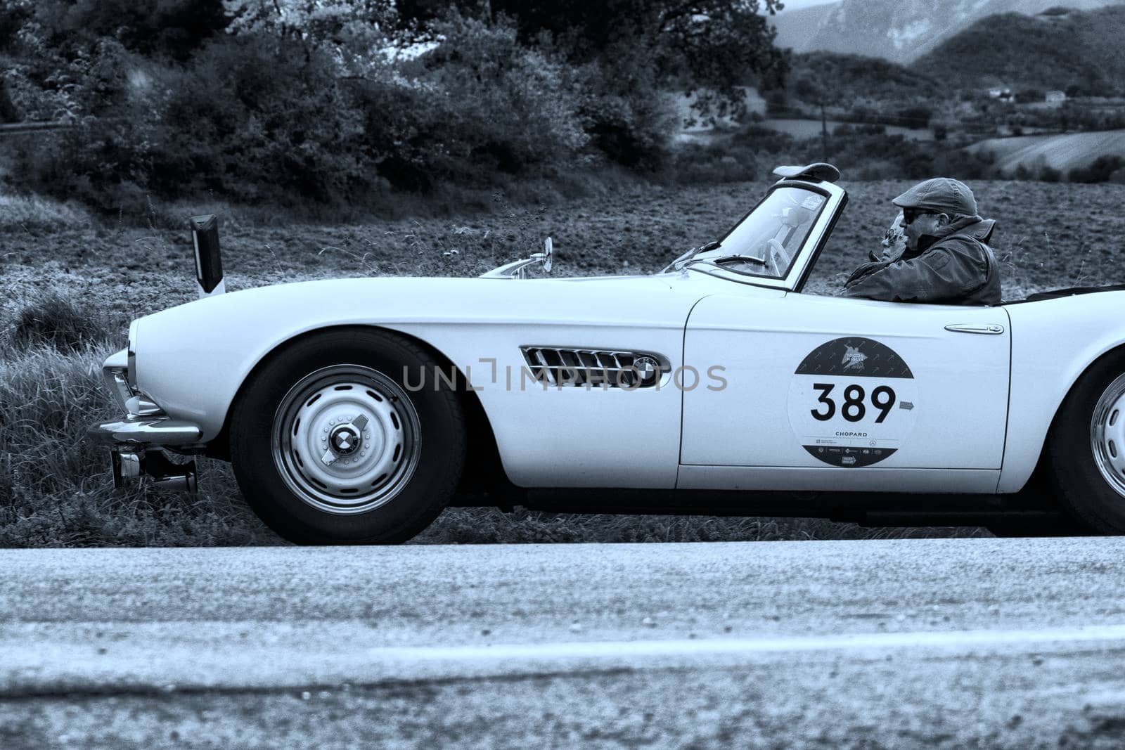 BMW 507 TOURING SPORT 1957 on an old racing car in rally Mille Miglia 2020 the famous italian historical race (1927-1957) by massimocampanari