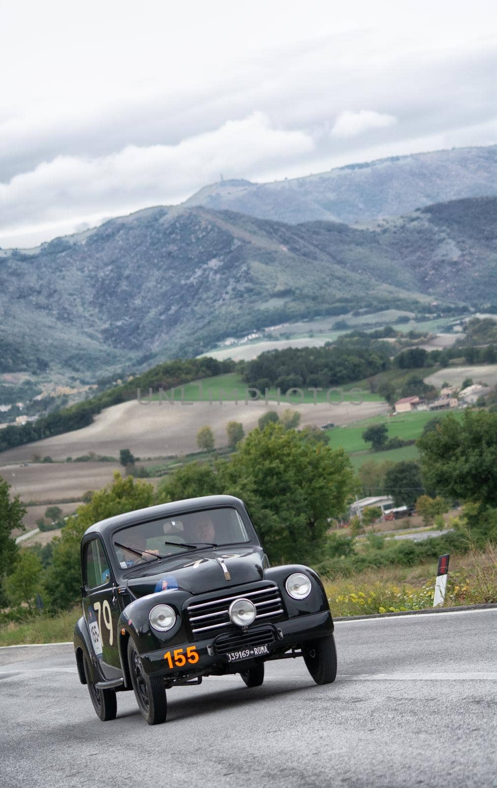 FIAT 500 C on an old racing car in rally Mille Miglia 2020 the famous italian historical race (1927-1957) by massimocampanari