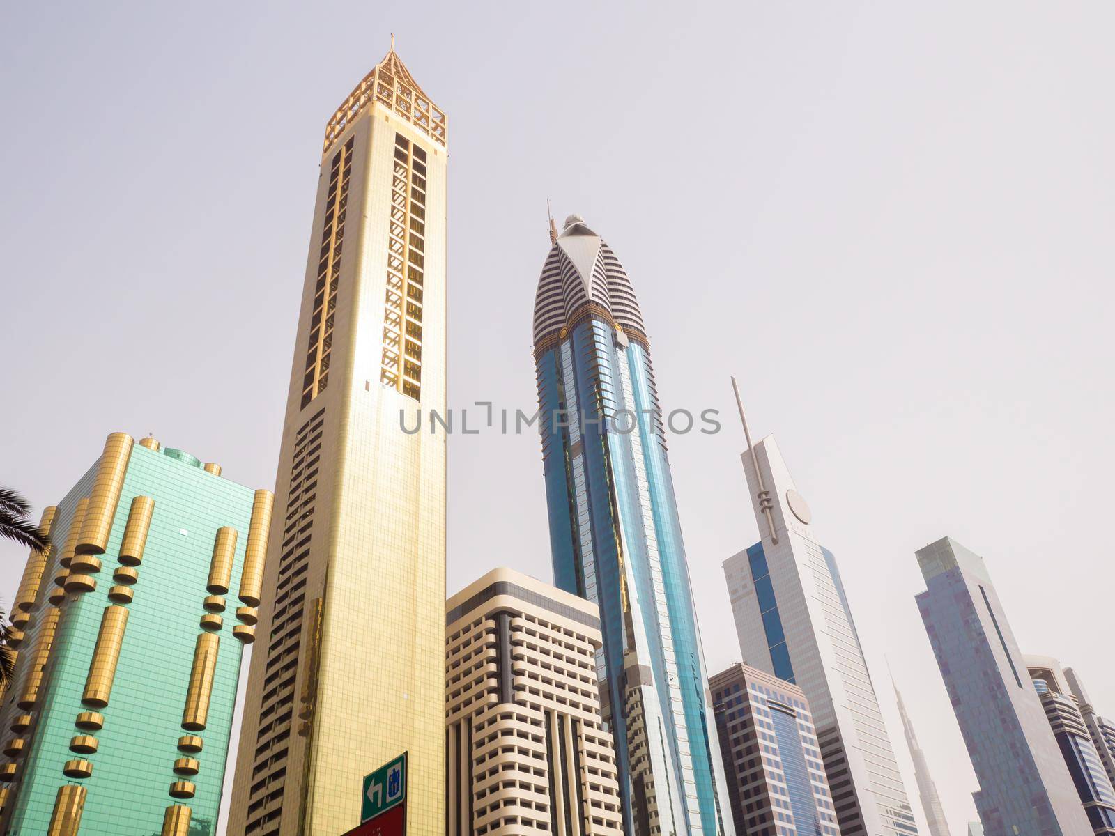 Skyscrapers on Sheikh Zayed Road in Dubai. by DovidPro