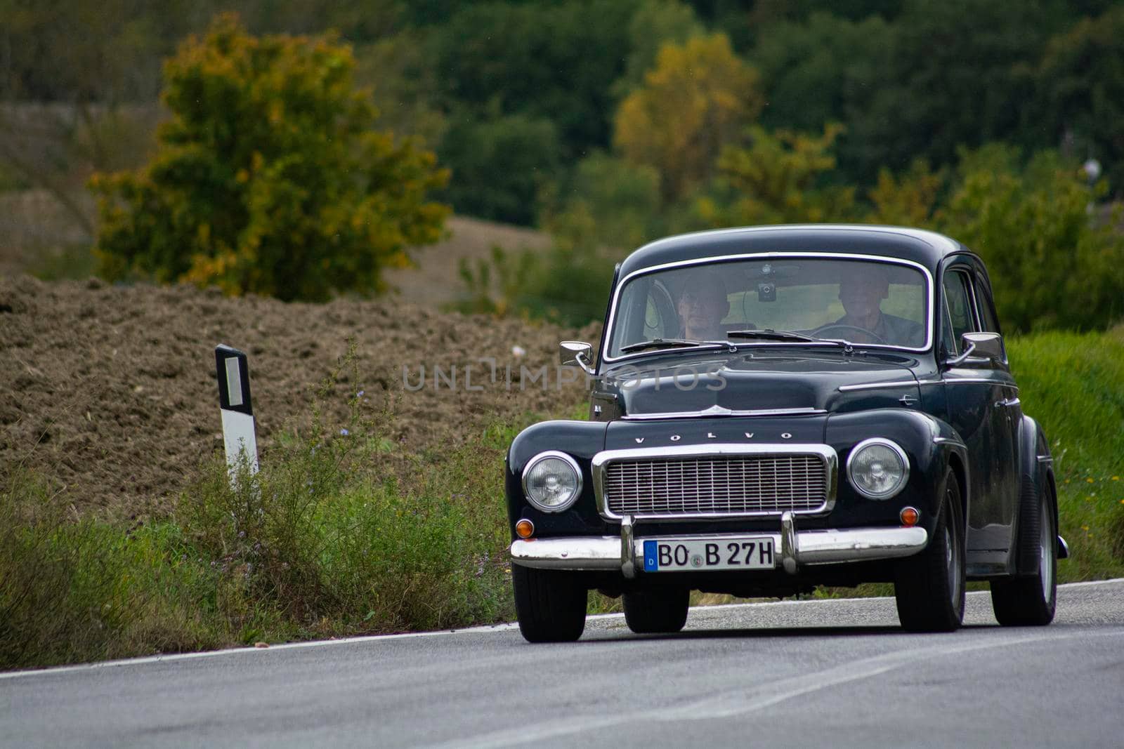 volvo on an old racing car in rally Mille Miglia 2020 the famous italian historical race (1927-1957) by massimocampanari