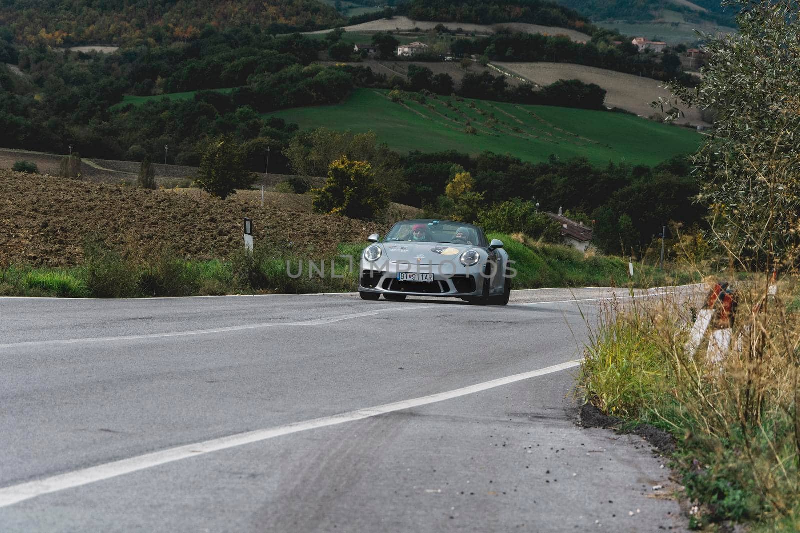 2020 : porsche 911 speedster on an old racing car in rally Mille Miglia 2020 the famous italian historical race (1927-1957