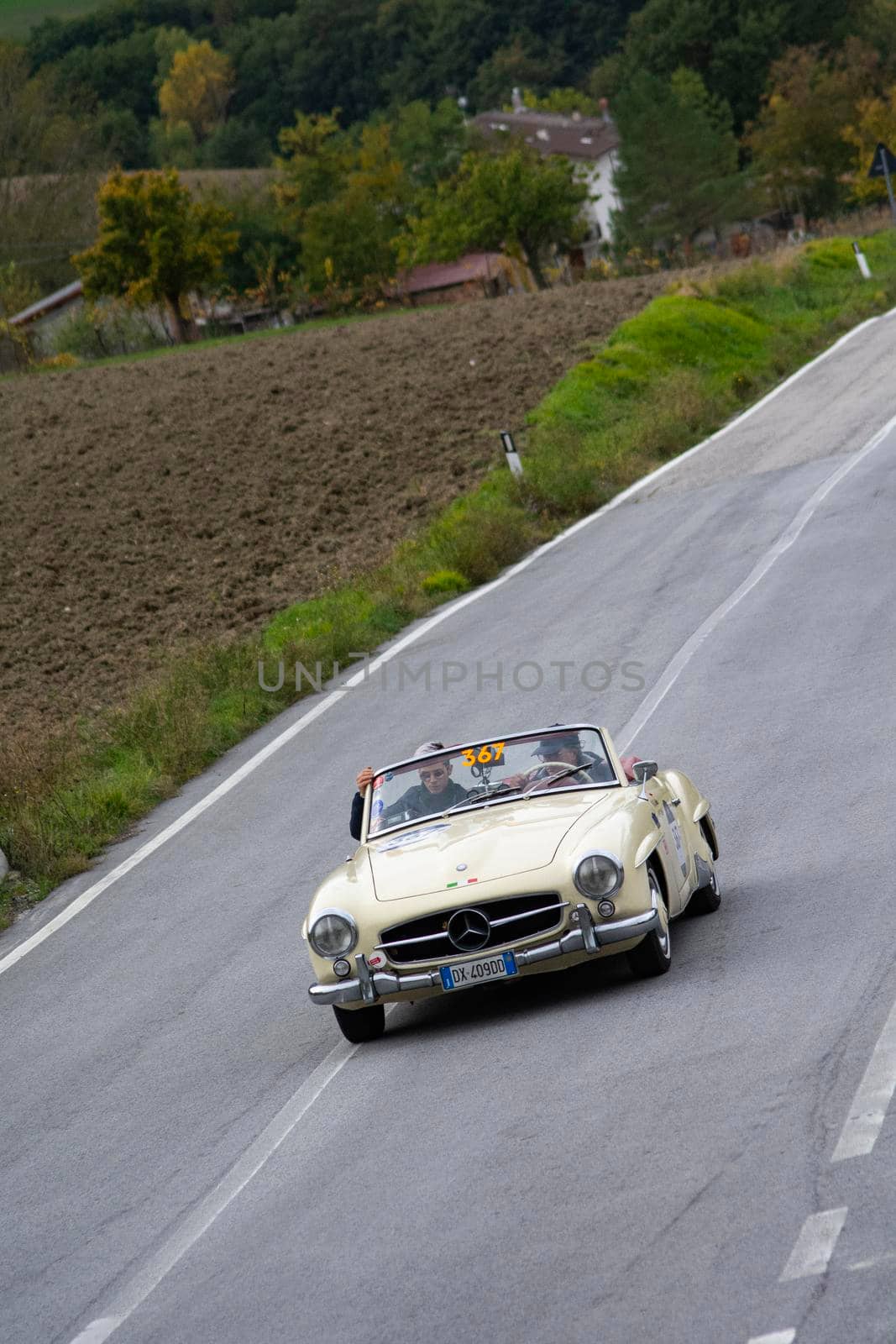 MERCEDES-BENZ 190 SL 1956 on an old racing car in rally Mille Miglia 2020 the famous italian historical race (1927-1957 by massimocampanari