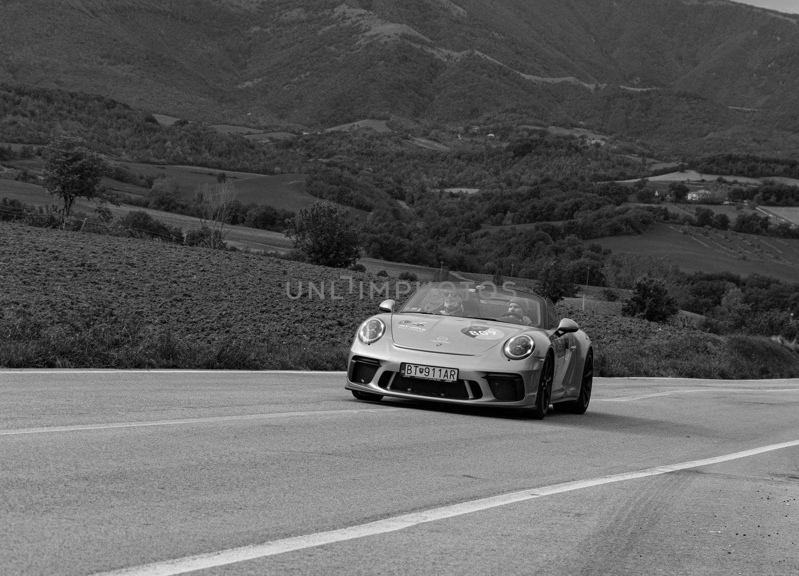 porsche 911 speedster on an old racing car in rally Mille Miglia 2020 the famous italian historical race (1927-1957 by massimocampanari