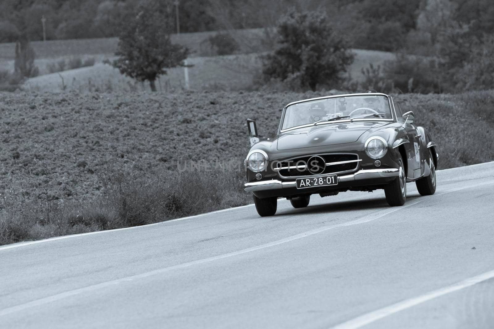 MERCEDES-BENZ 190 SL 1955 on an old racing car in rally Mille Miglia 2020 the famous italian historical race (1927-1957 by massimocampanari