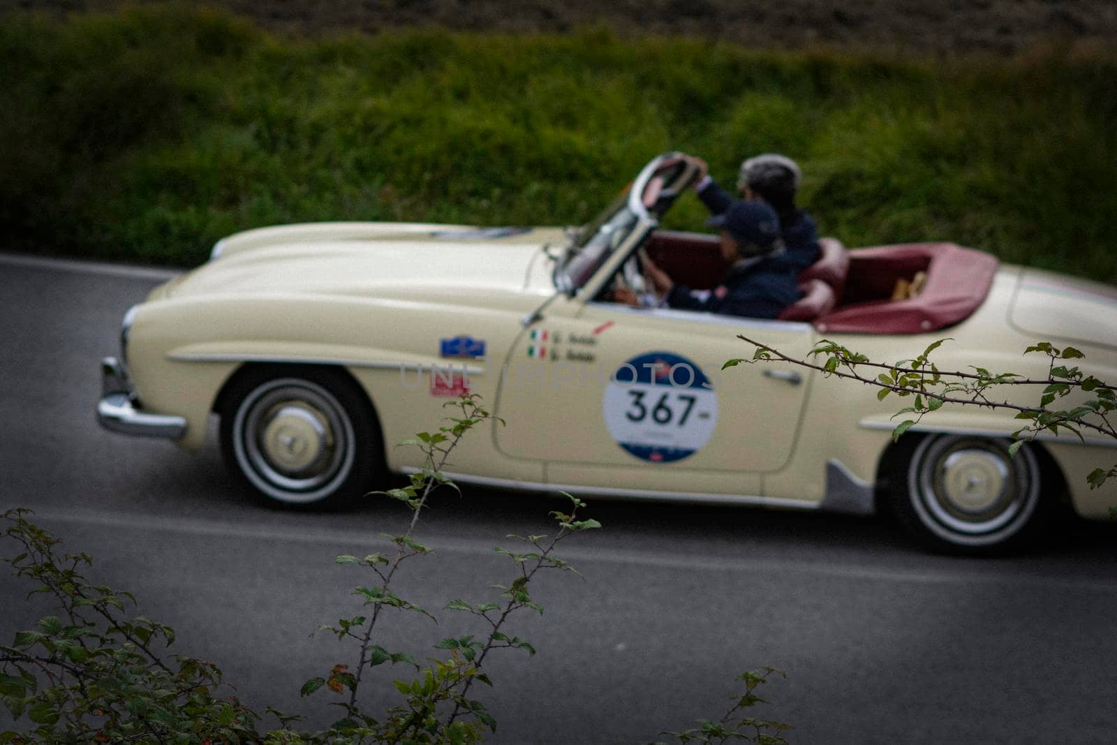 MERCEDES-BENZ 190 SL 1956 on an old racing car in rally Mille Miglia 2020 the famous italian historical race (1927-1957 by massimocampanari