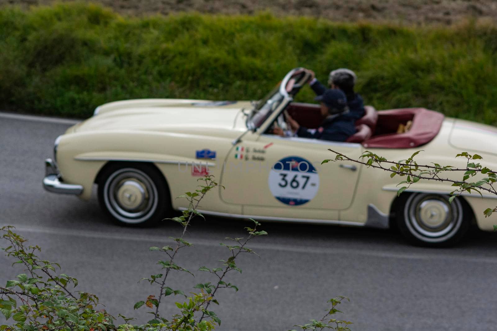 MERCEDES-BENZ 190 SL 1956 on an old racing car in rally Mille Miglia 2020 the famous italian historical race (1927-1957 by massimocampanari