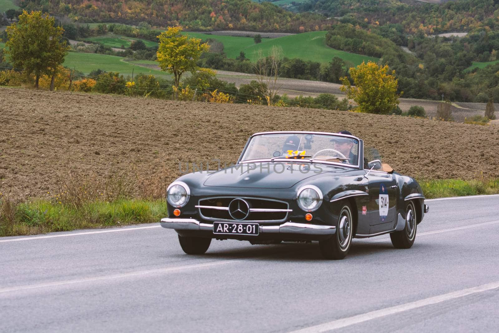 MERCEDES-BENZ 190 SL 1955 on an old racing car in rally Mille Miglia 2020 the famous italian historical race (1927-1957 by massimocampanari