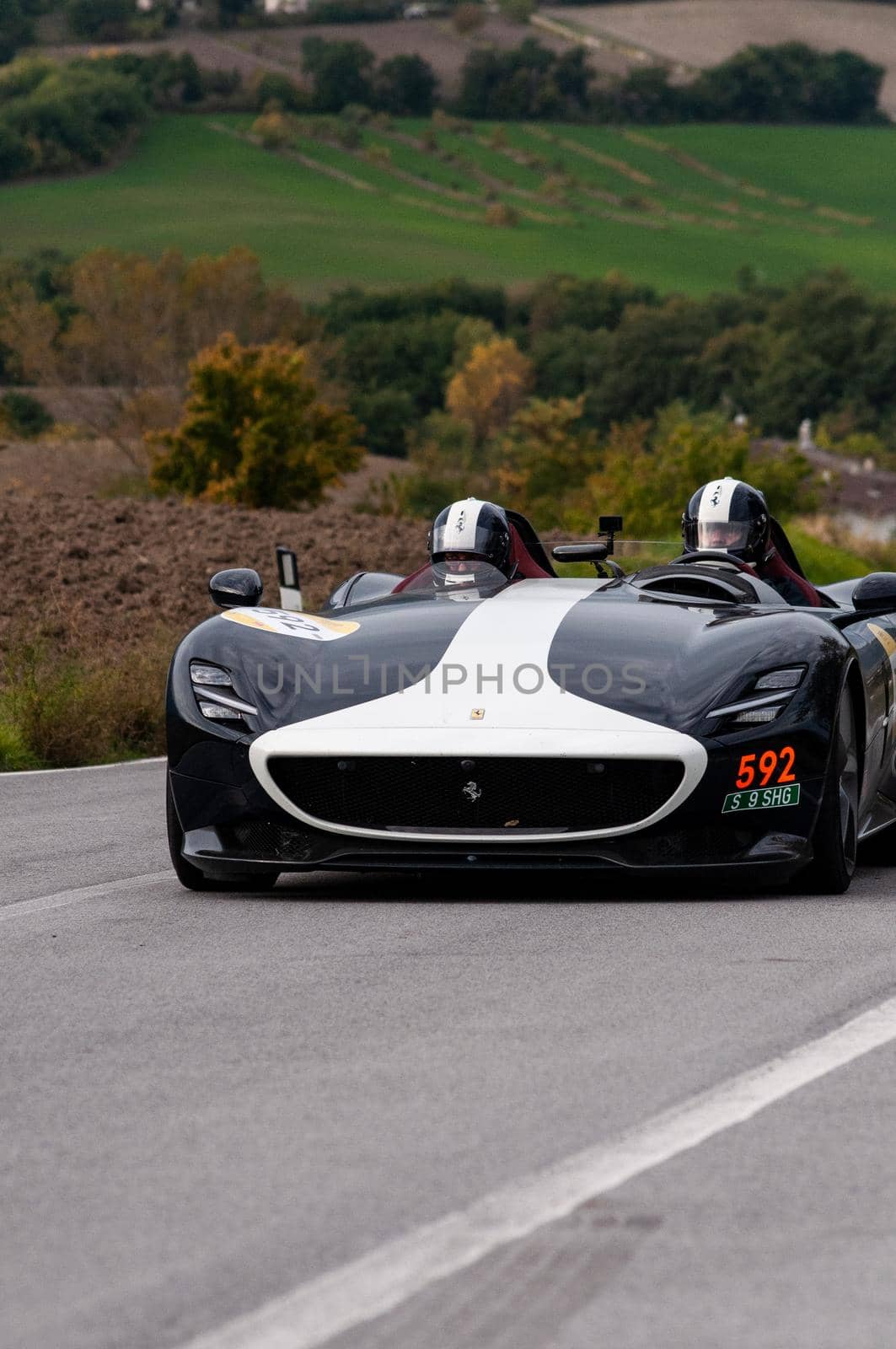 FERRARI MONZA MONZA SP1 on an old racing car in rally Mille Miglia 2020 the famous italian historical race (1927-1957) by massimocampanari