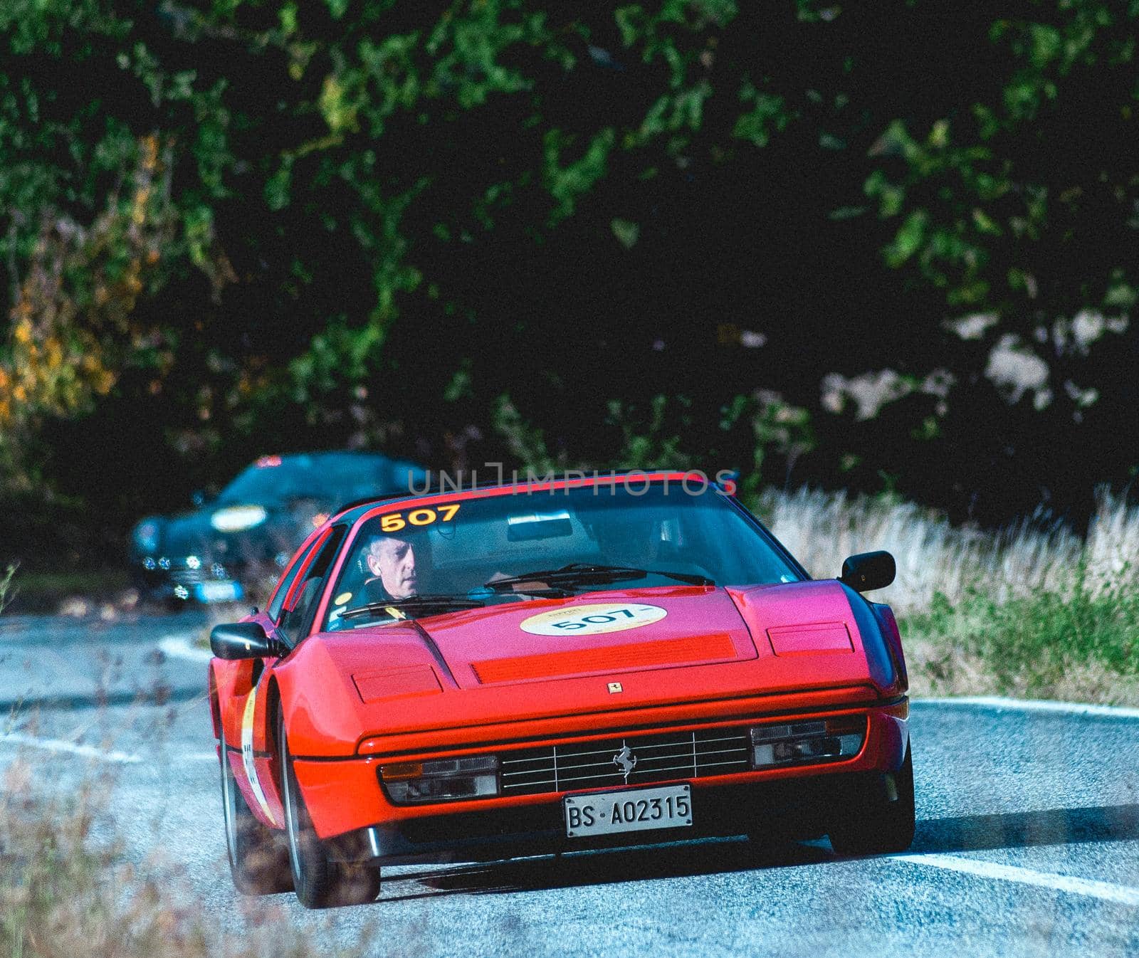 FERRARI 328 GTS 1987 on an old racing car in rally Mille Miglia 2020 the famous italian historical race (1927-1957) by massimocampanari