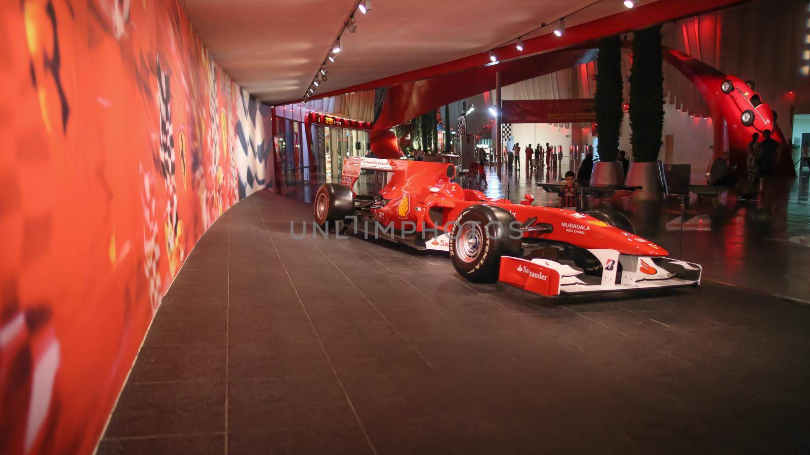 ABU DHABI, UAE - AUGUST 20, 2014: Ferrari World at Yas Island in Abu Dhabi. Legendary retro cars Ferrari. by DovidPro