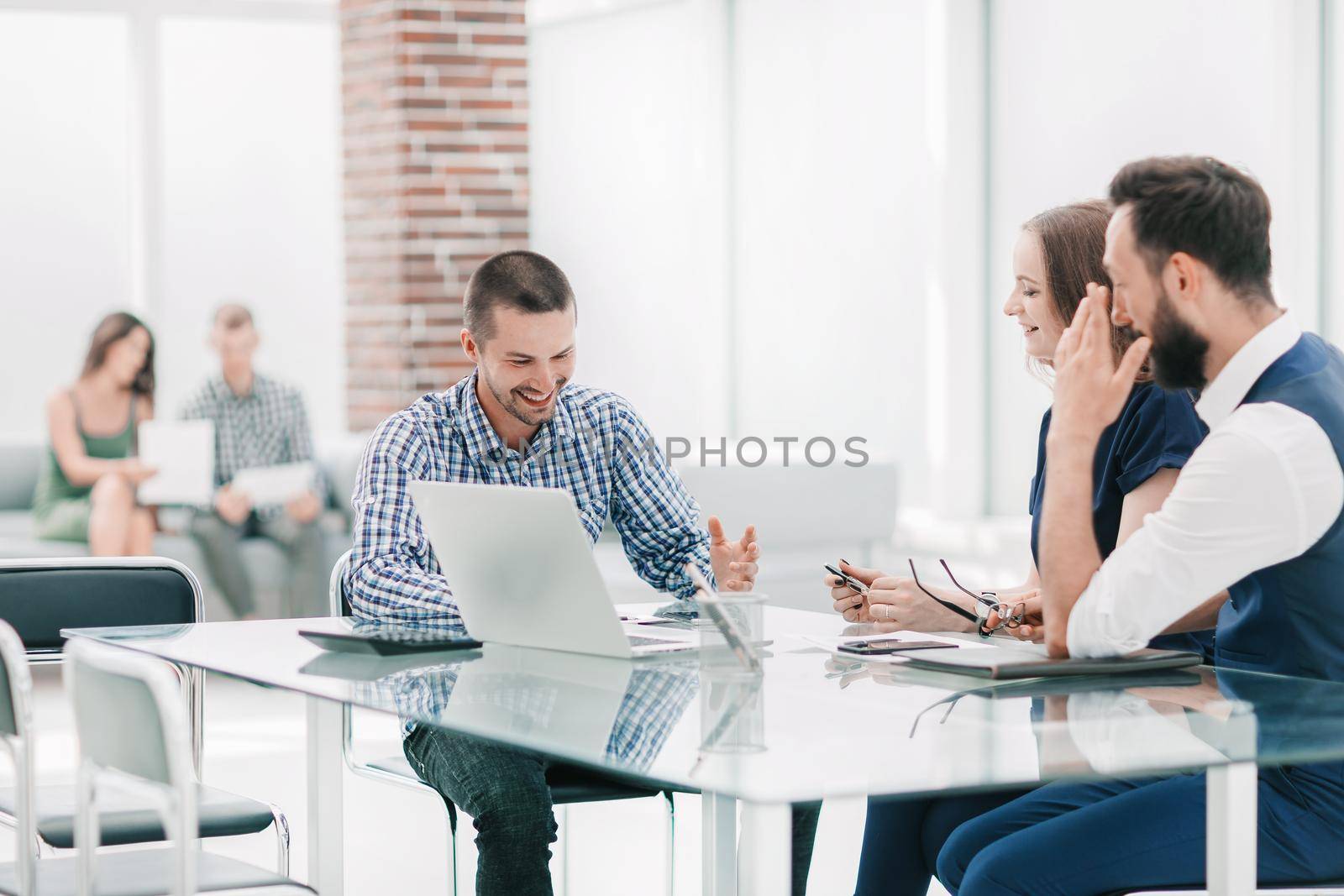 business team holds a working meeting in the office.the concept of a startup